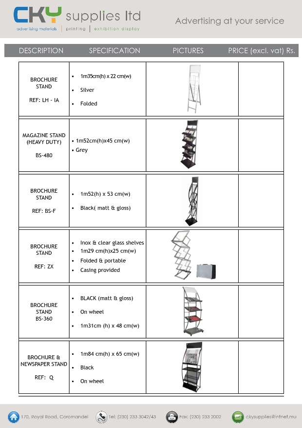 product list